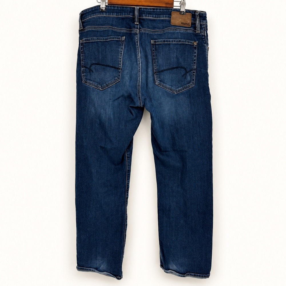 Mavi Mens 36x30 Jeans Dark Wash Straight Leg Denim Classic Stretch Normcore
